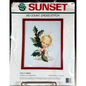 Holly Angel Christmas No Count Cross Stitch Kit #18306 Holiday Crafting Hobby's